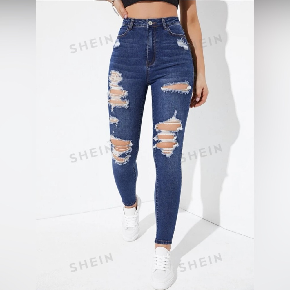 Shein Distressed Skinny Jeans